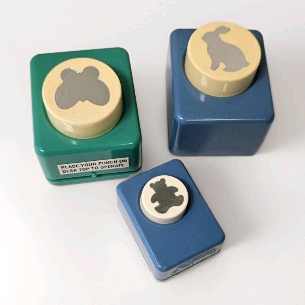 Lot Of 3 Carl Paper Craft Punches Bunny, Butterfly, Teddy Bear